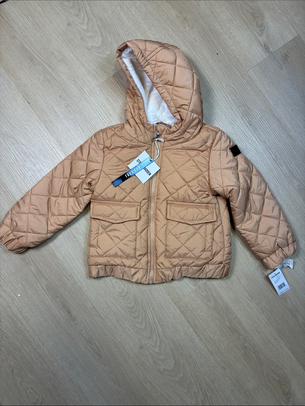 NEW Steve Madden Kids Quilted Hooded Puffer Jacket - Camel